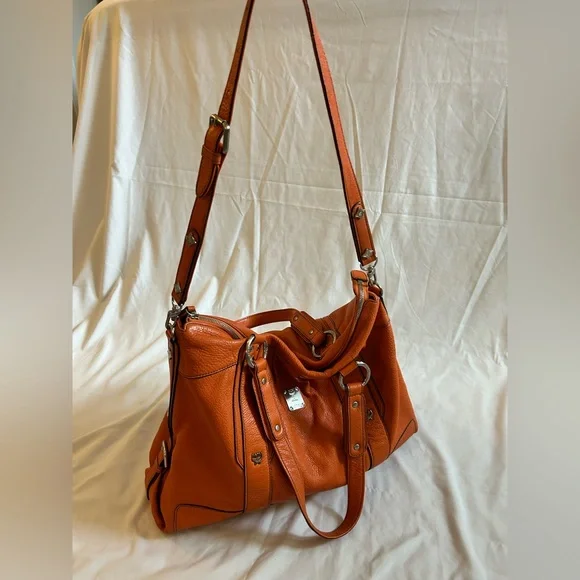 MCM Orange Leather Shoulder Bag - Picture 4 of 17